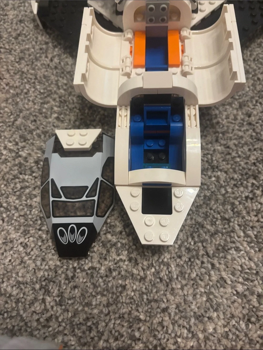 Lego White and Black Space Shuttle with Orange Accent